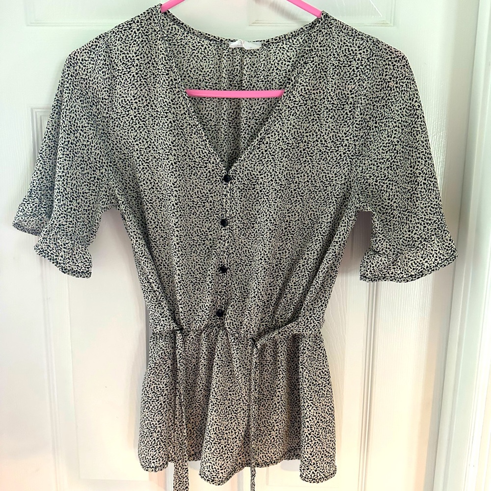 Sienna Sky Dalmatian print peplum blouse